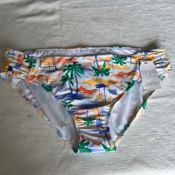 Time and Tru Tropical Print Bikini Bottom - Picture 1 of 4